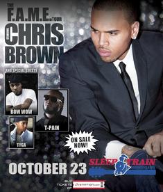 advertisement for Chris Brown tour tickets
